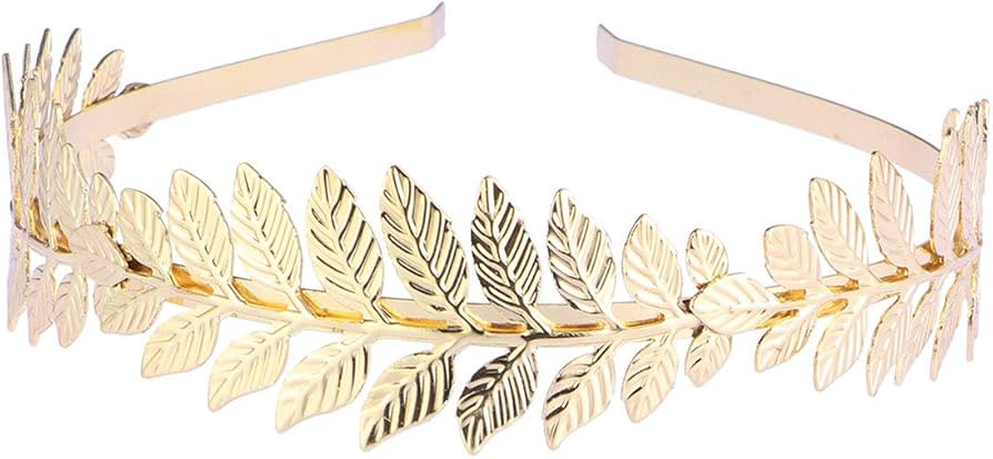 Toyvian Bridal Hair Crown Roman Goddess Leaf Branch Dainty Head Dress Boho (Gold) | Amazon (US)