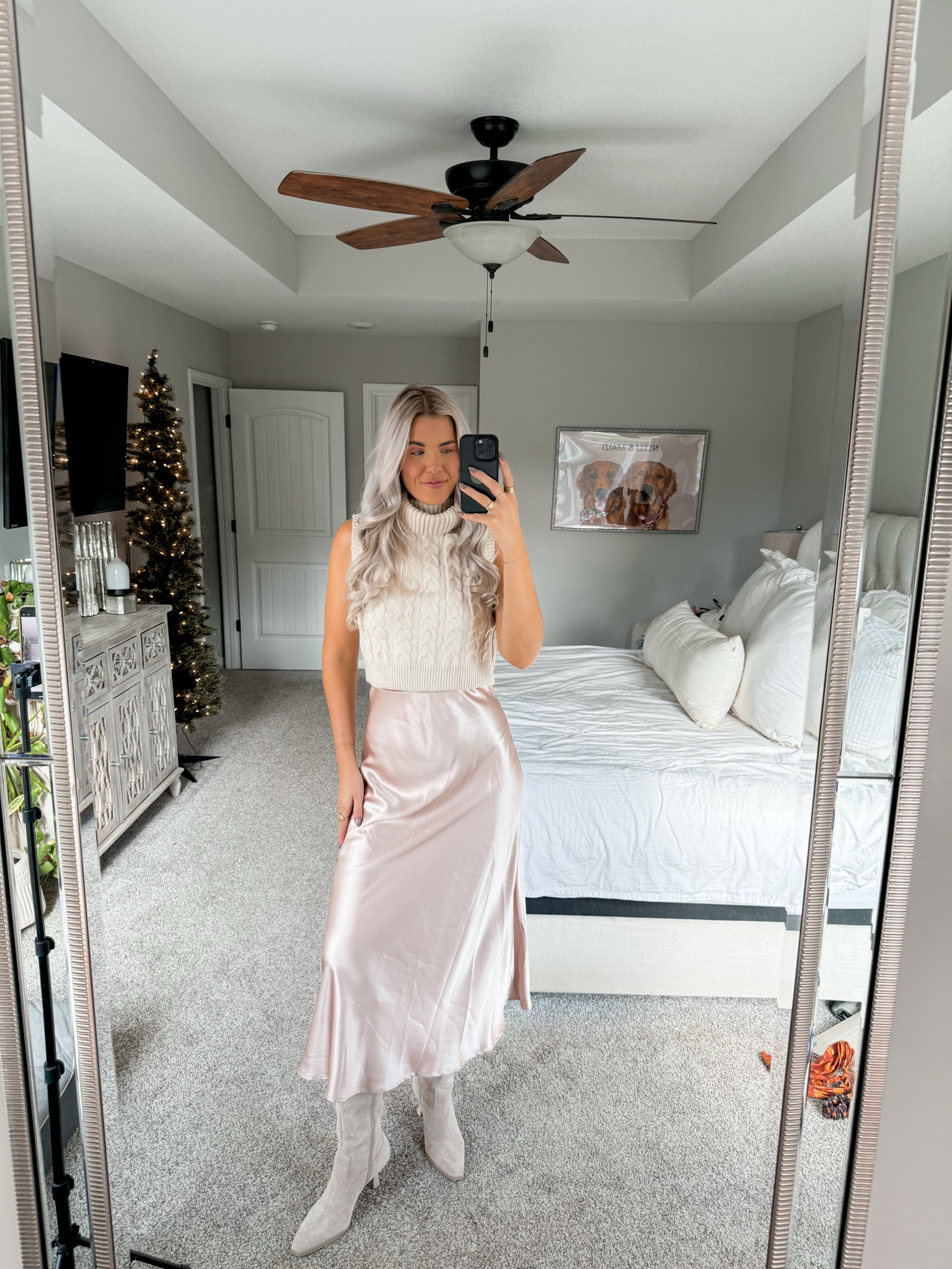 size small in skirt and medium in sweater (size up) 

#LTKWatchNow #LTKHoliday #LTKCyberWeek