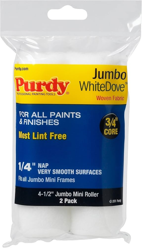 4-1/2” x 1/4” Nap Purdy 140624010 White Dove Jumbo Mini-Roller Cover, Woven, 2-Pack | Amazon (US)