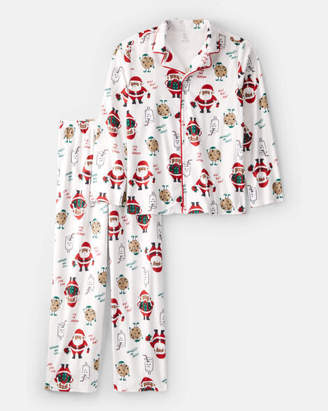 Adult Brown Santa Milk & Cookies Long-Sleeve Loose Fit 2-Piece Pajamas - White | Carter's Inc