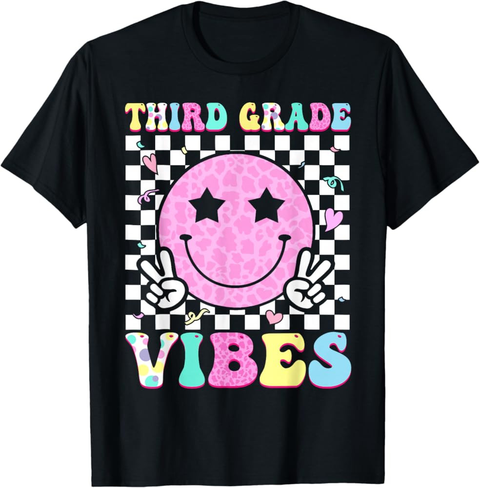Third Grade Vibes Groovy Back to School 3rd Grade Girls Kids T-Shirt | Amazon (US)