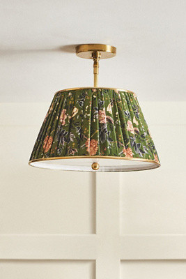 Lee Brass 16" Ruched Printed Semi-Flush Mount Light | Anthropologie (US)