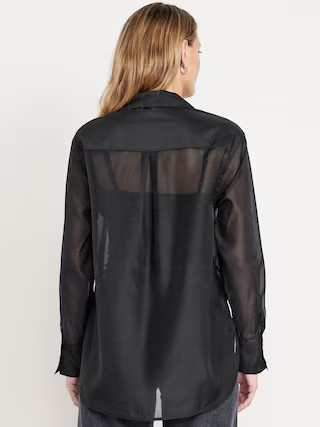 Loose Button-Down Organza Tunic Shirt | Old Navy (US)