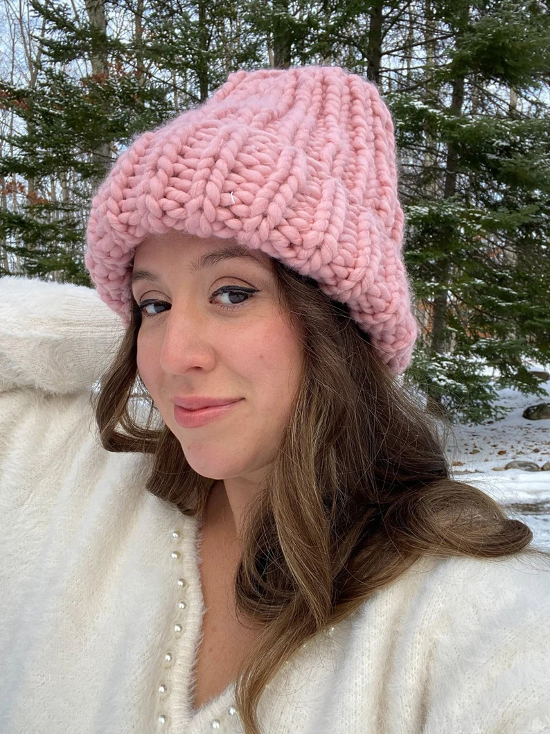 Easy Knitting Pattern Hat Super Chunky Knit Beanie Ribbed Hat Knitting Pattern Simple Knit Hat Pa... | Etsy (US)