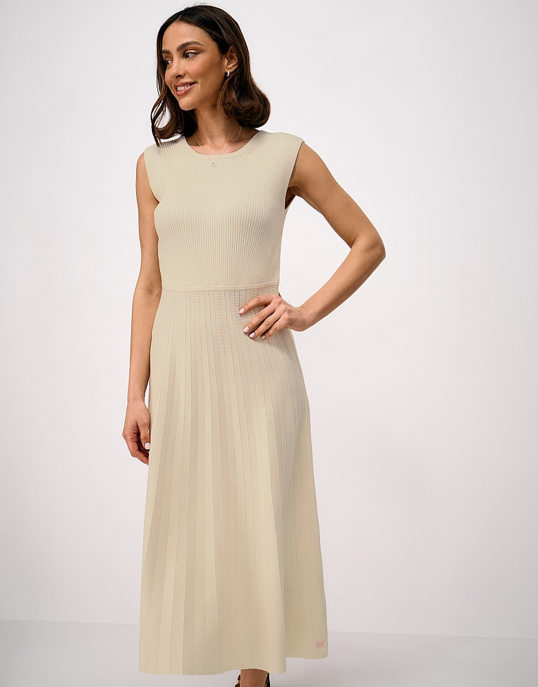 Women's Cotton Blend Ribbed Knitted Dress in White from Crew Clothing | Crew Clothing (UK)