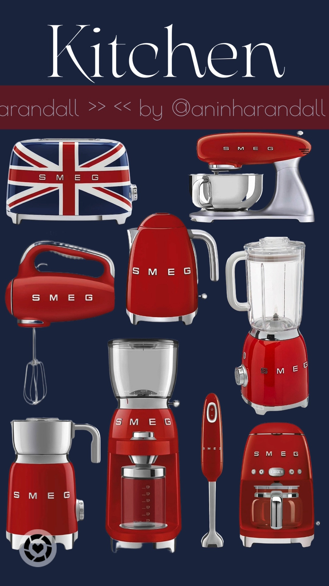 Amazon Finds | Kitchen Finds | SMEG | Toaster | Kitchen supplies SMEG Smeg 50's Retro Style Aesthetic Coffee
Grinder Smeg 50's Retro Red Stand Mixer | Smeg Red 50's
Retro Style Electric Hand Mixer | | SMEG 50's Retro Milk Frother |
Style Aesthetic Hand Blender Retro Line Union Jack 2-Slice
Toaster Retro Style Aesthetic Electric Kettle with Embossed
Logo | Smeg Drip Filter Coffee Machine | 

#LTKsalealert #LTKGiftGuide #LTKhome