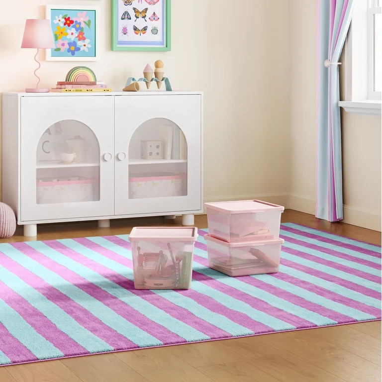 Mainstays Kids Pink Large Plastic Storage Bin with Lid | Walmart (US)