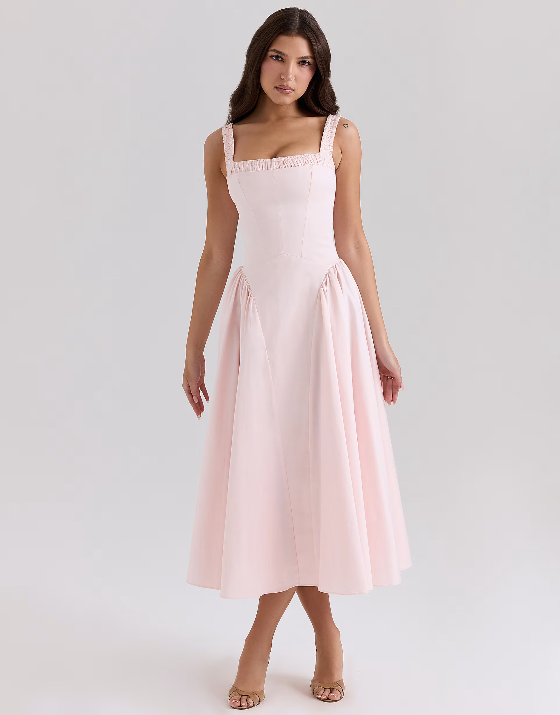 House of CB Dorothy stretch cotton midi sundress in rose pink | ASOS (Global)