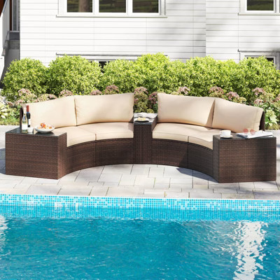 Costway 5 PCS Patio Furniture Set with Tempered Glass Top Side Tables Back & Seat Cushions | Target