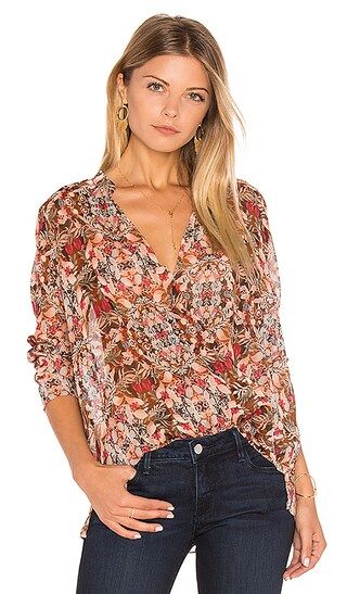 BCBGeneration Surplice Blouse in Coffeebean Multi | Revolve Clothing