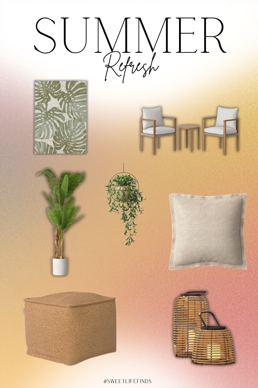 These summer refresh finds are so good for giving your space that light easy seasonal update. Simple pieces that make patios, porches, and cozy corners feel a little more fresh and pulled together. #SweetLifeByKourtney #SummerRefresh #OutdoorStyle #HomeFinds 

 #LTKSeasonal #LTKHome