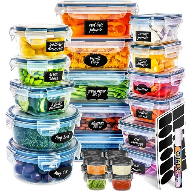 Fullstar 50 pcs Meal Prep Container, Airtight Plastic Food Storage Containers Set - Walmart.com | Walmart (US)