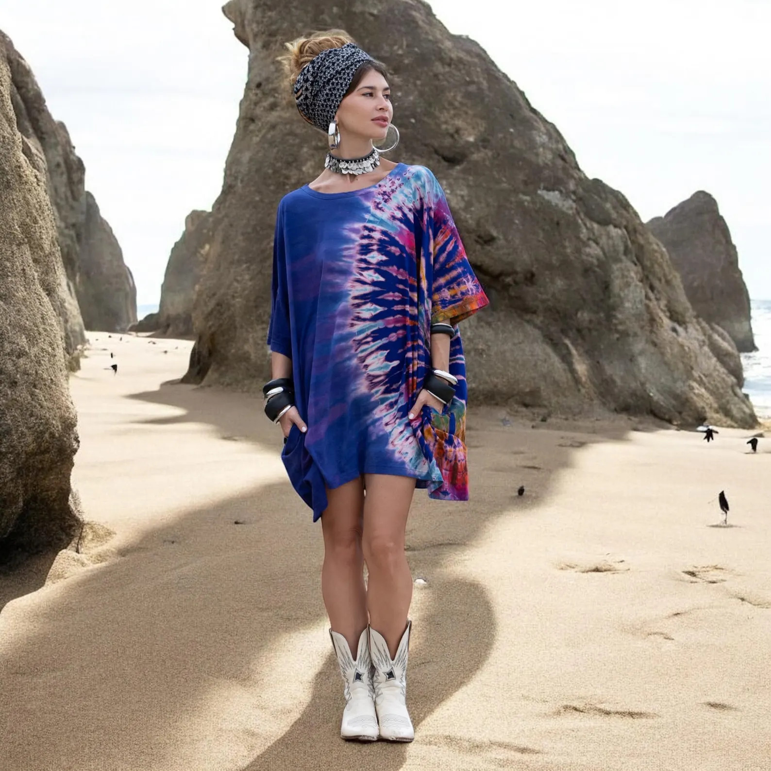 Plus Size Tie-Dye Caftan: Handmade Cotton Boho Tunic Top - Celestia | Etsy (Global)
