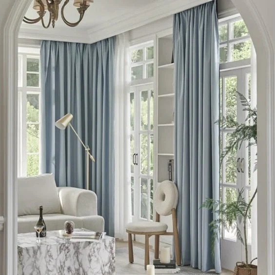 IHF Luxury Linen Curtains, Natural Linen Drapes, Pinch Pleat Lined Custom Drapery Panels, Slate Blue (Pair) | Etsy (Global)