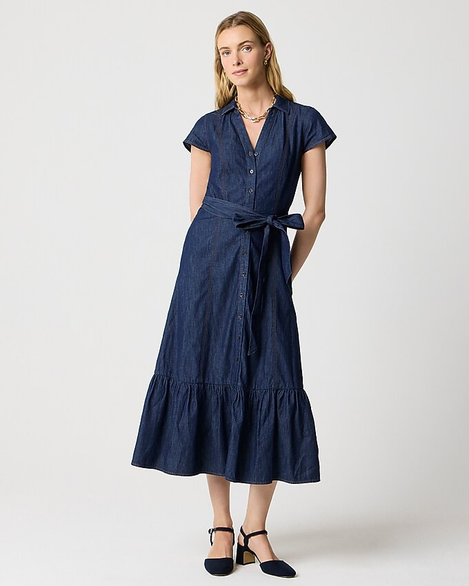 Chambray tie-waist shirt-dress | J.Crew Factory