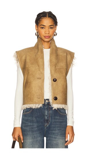 Isabel Marant Etoile Clara Vest in Taupe. - size 34/2 | Revolve Clothing (Global)