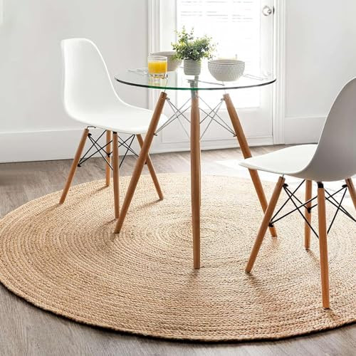 GRUHUM Round Jute Area Rug 7ft Natural Fiber Handwoven Farmhouse Jute Area Rug Soft Braided Reversible Rustic Vintage Rug for Indoor Outdoor Kitchen Bedroom Livingroom Hallways Enterways (7 ft Circle) | Amazon (US)