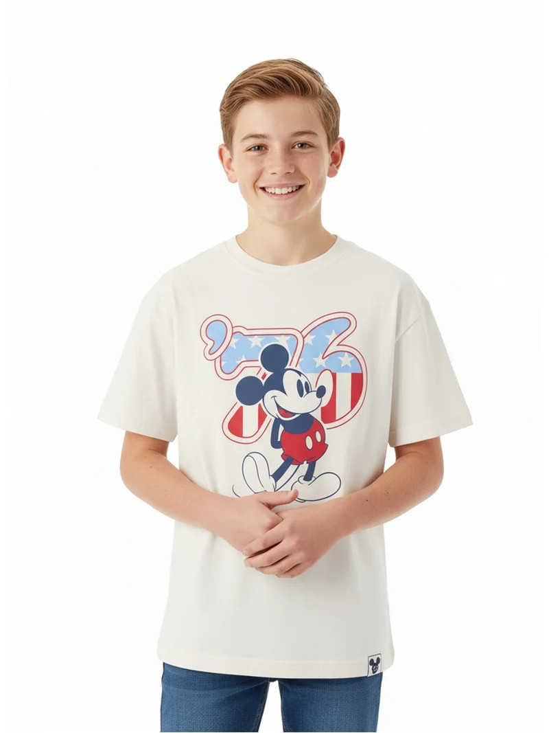 Disney Mickey Mouse Boys American Flag Graphic Tee with Short Sleeves, Sizes 4-20 | Walmart (US)