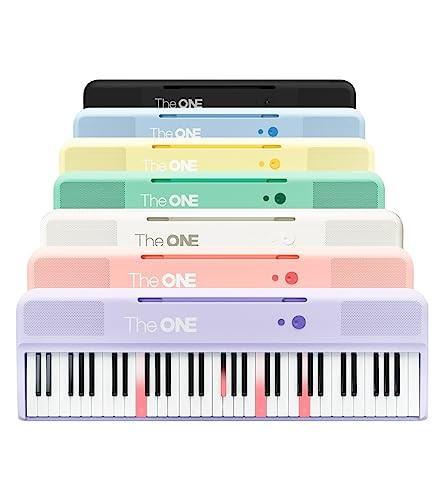 The ONE Smart Keyboard COLOR 61 Lighted Keys Piano Keyboard, Electric Piano for Beginners with 256 Tones, 64 Polyphony, Built-in LED Lights & Apps, Supports USB MIDI/Headphones (Purple) | Amazon (US)