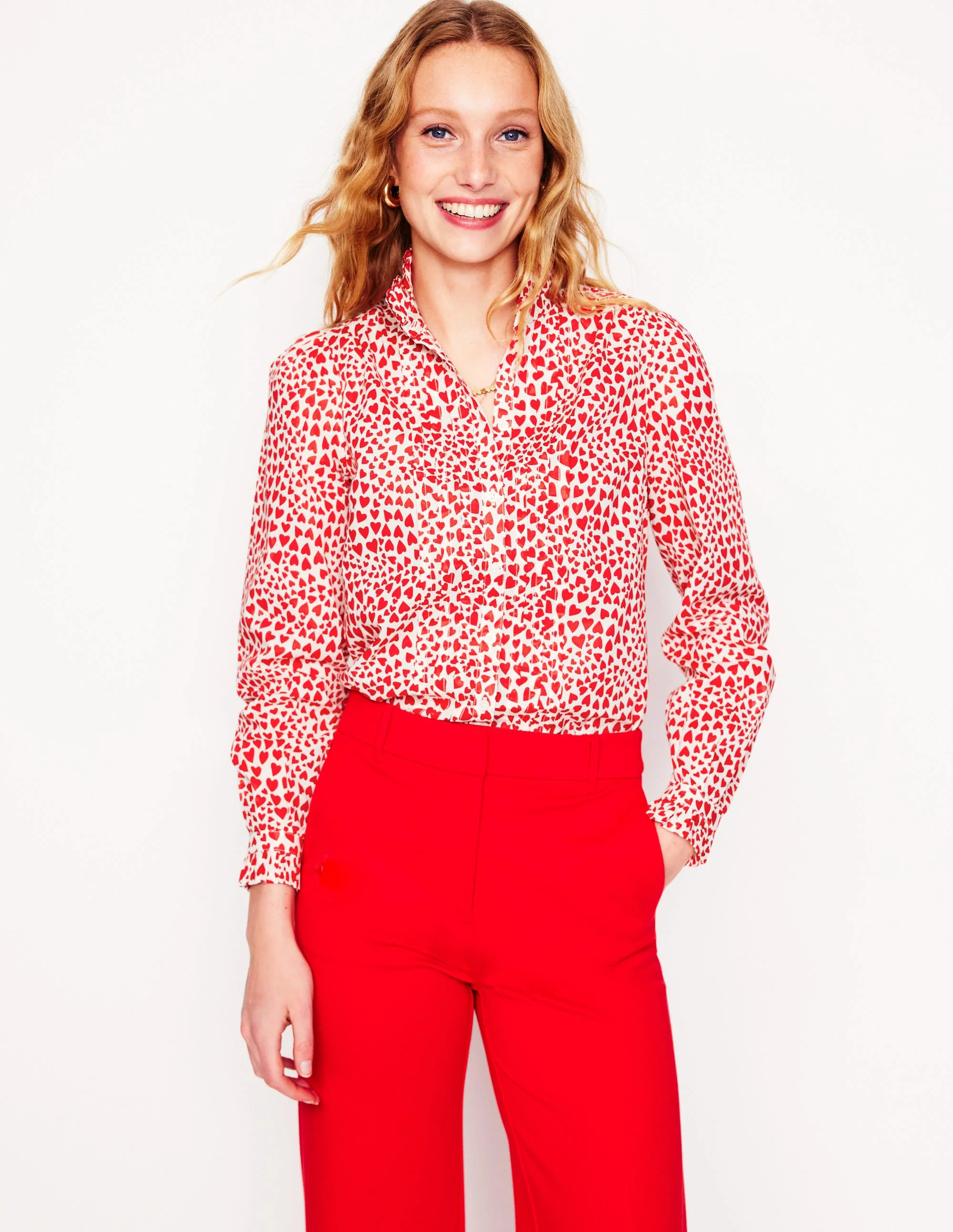 Felicity Cotton Blouse-Ivory, Heart Cluster | Boden (US)