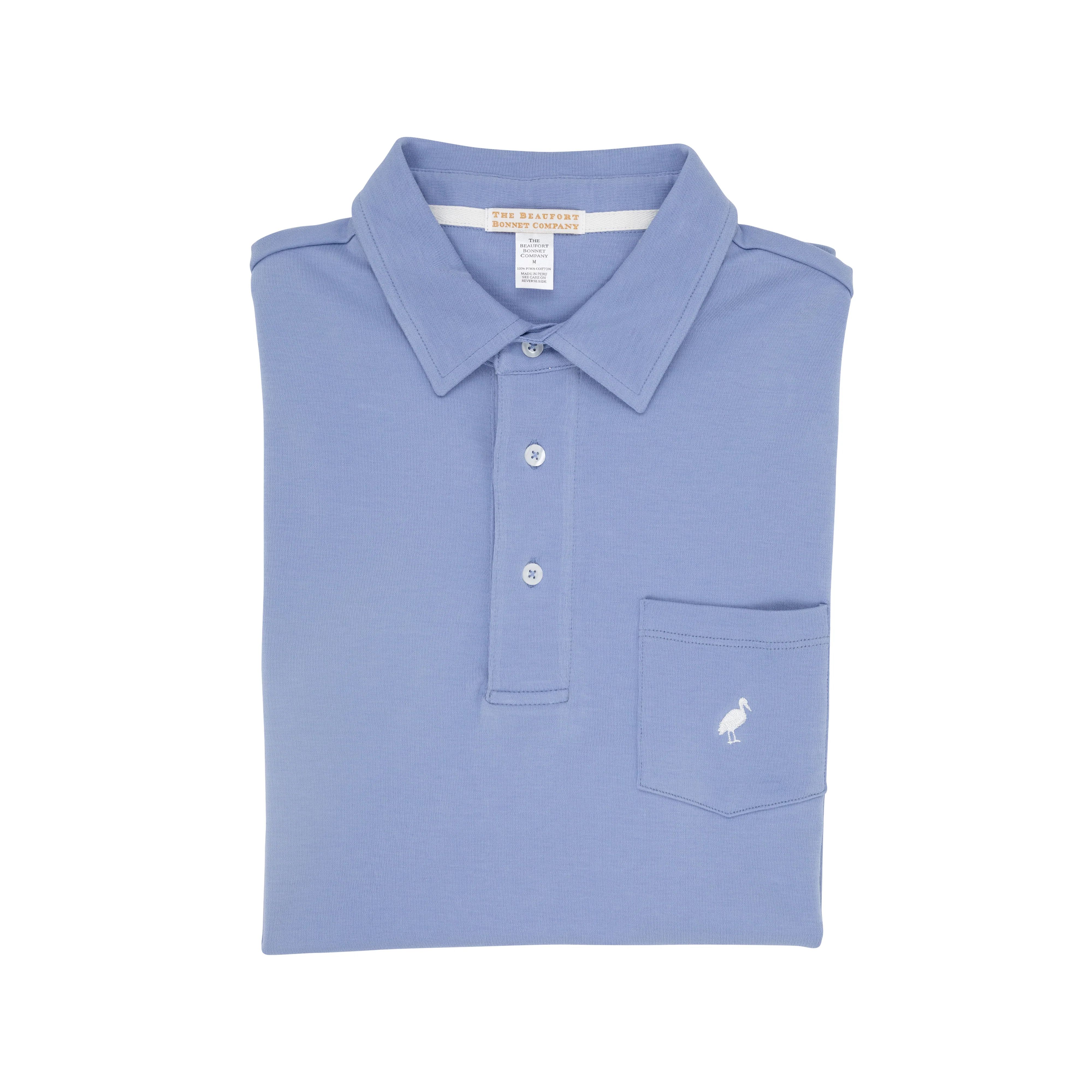 Croquet Party Polo (Men's) - Park City Periwinkle with Worth Avenue White Stork | The Beaufort Bonnet Company