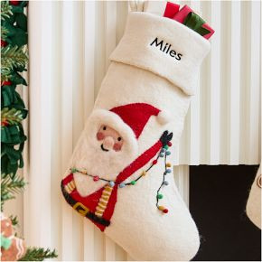 Santa w/ Lights Felt Stocking | West Elm (US)