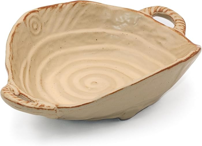 Free-Form Edge Small Ceramic Bowl with Handles, Retro Distressed Style Glazed for Fruit Bowl,Sala... | Amazon (US)