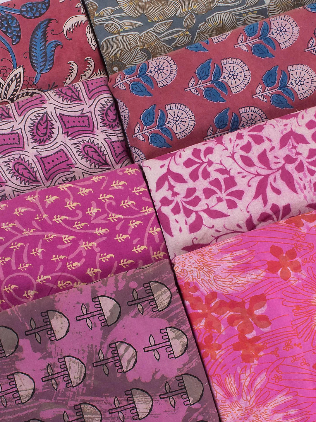 Fabric by the Yard Pink Color Fabric Indian Dabu Block Printed Handmade 100% Cotton Bundle Fabric... | Etsy (US)