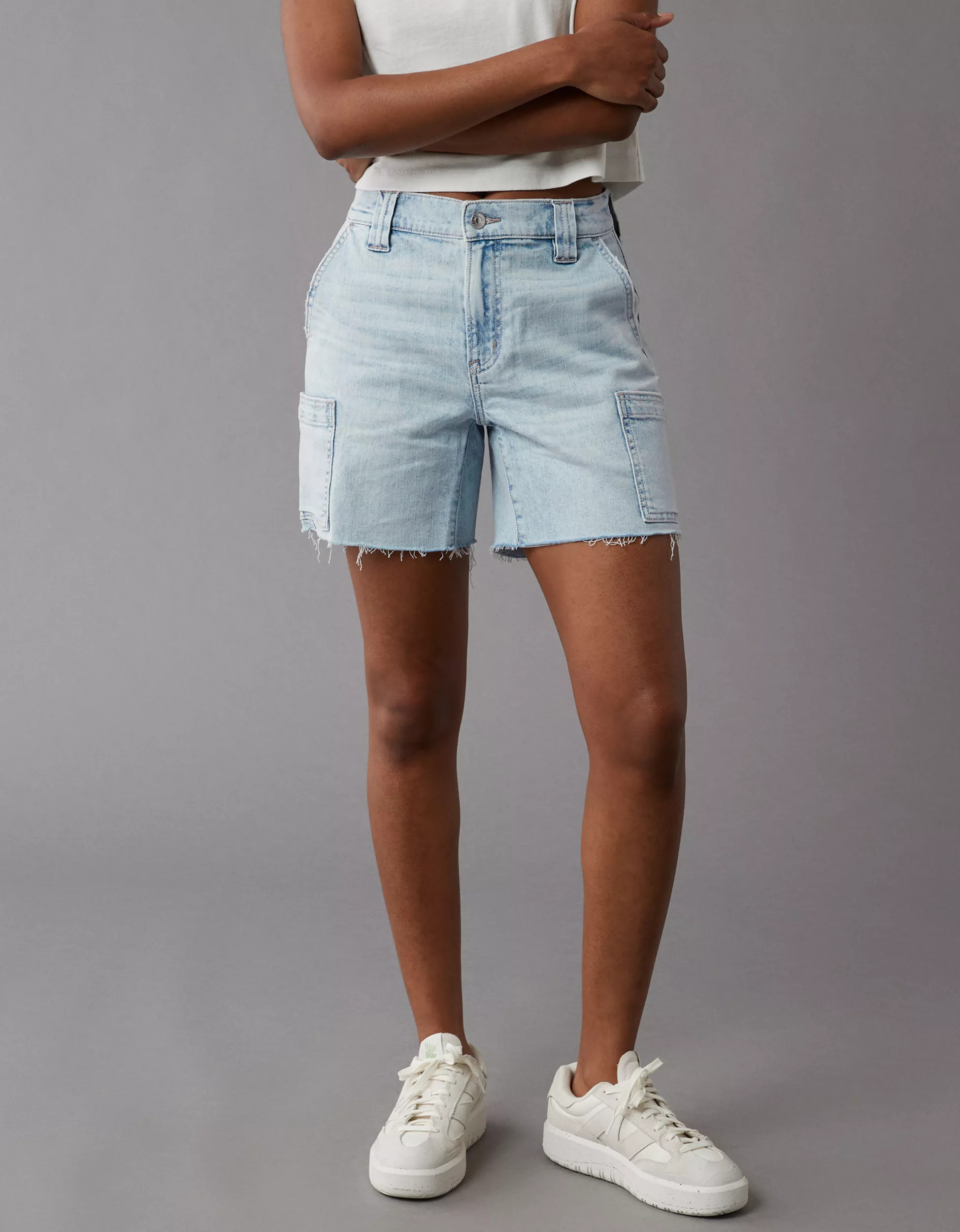 AE Stretch 6" Perfect Cargo Denim Short | American Eagle Outfitters (US & CA)