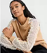 Lace Sleeve Sweater | LOFT