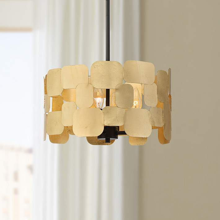 Possini Euro Stella 15" Wide Soft Gold Leaf Modern Pendant Light - #96Y23 | Lamps Plus | Lamps Plus