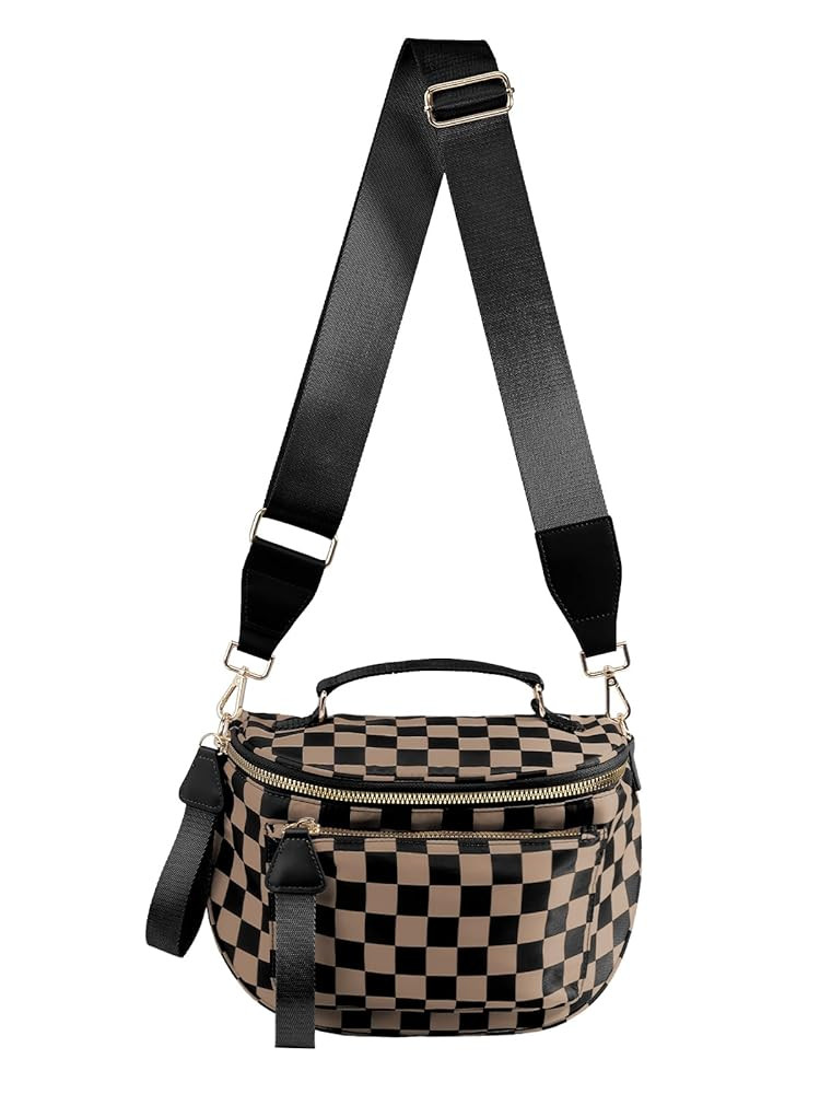 Checkered Crossbody Bag Bum Bag For Women,Spacious Checkered Purse Fanny Packs,Upgraded Version W... | Amazon (US)
