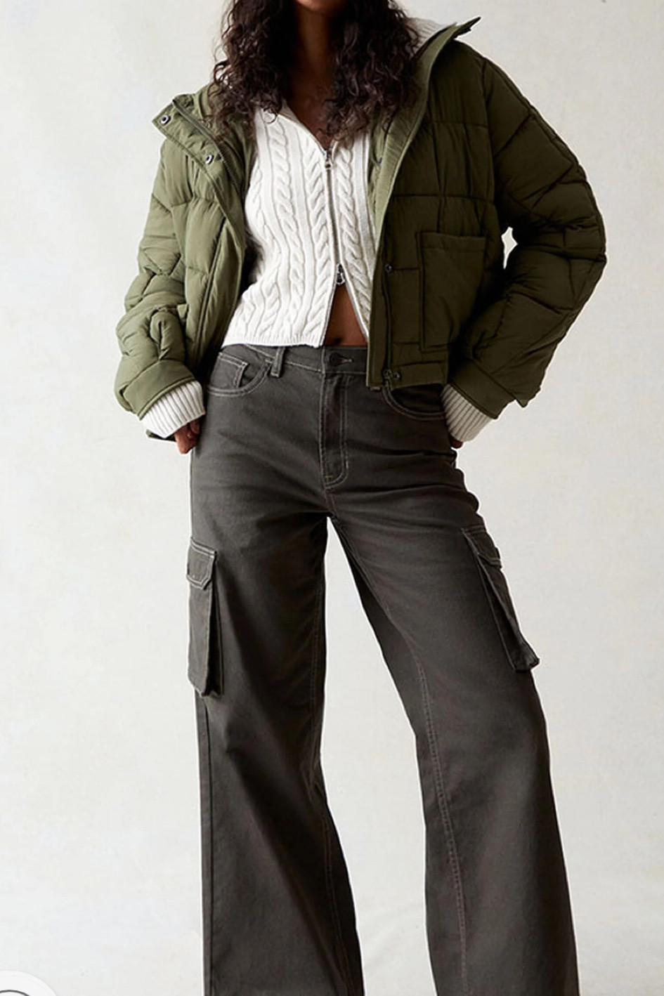 Green high waisted cargo pants 

#LTKHoliday #LTKsalealert #LTKSeasonal