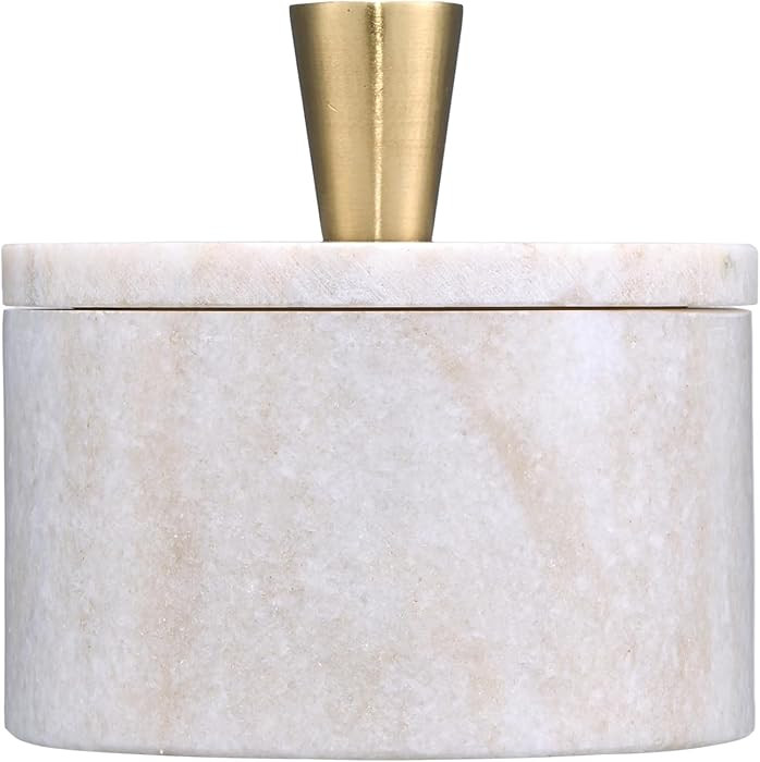 Queenza Marble Salt Cellar with Lid and Brass Knob (Brown) | Amazon (US)