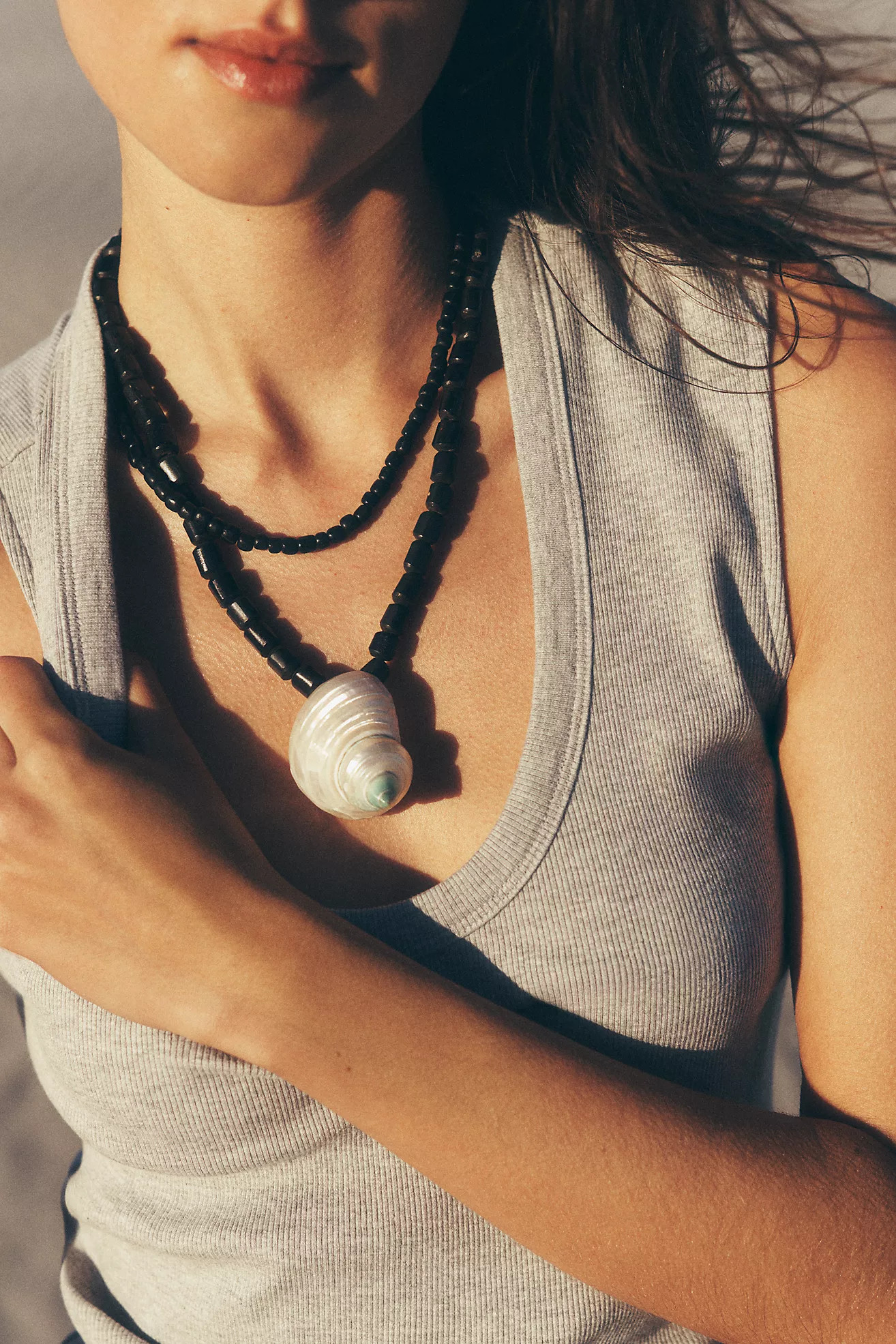 Beaded Large Shell Pendant Necklace | Anthropologie (US)