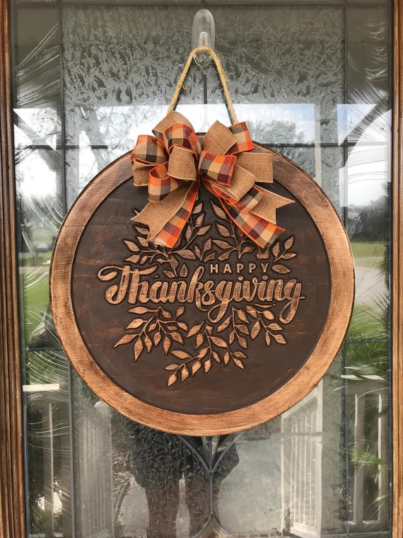 Fall Door Decor, Fall Wreath, Fall Door Hanger, Thanksgiving Sign, Carved Wood Door Sign, Front D... | Etsy (US)
