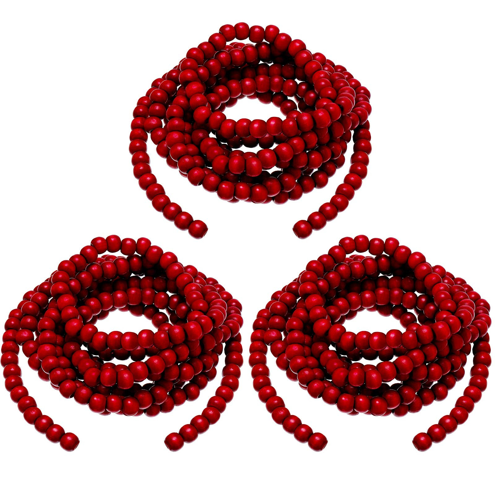 WILLBOND 3 Pieces 29.5 Feet Christmas Wooden Bead Garland Vintage Christmas Tree Bead Garland Rou... | Amazon (US)