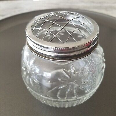 Clear Glass Round Rose Floral Bowl Vase Heavy Metal Mesh Top Victorian Sphere | eBay US