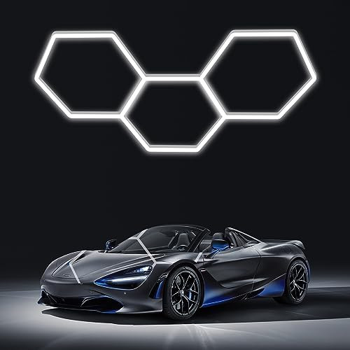 LZHOME LED Hexagon Garage Lights: 15900LM Super Bright 3 Hexagon LED Lights Car Detailing Hexagonal Light for Garage Workshop Warehouse Basement Gym | Amazon (US)