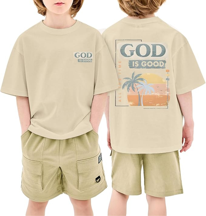 KEEVICI Boys God is Good Shirt Christian Faith Shirts for Kids Jesus Beach Palm Tree Hawaiian Tsh... | Amazon (US)