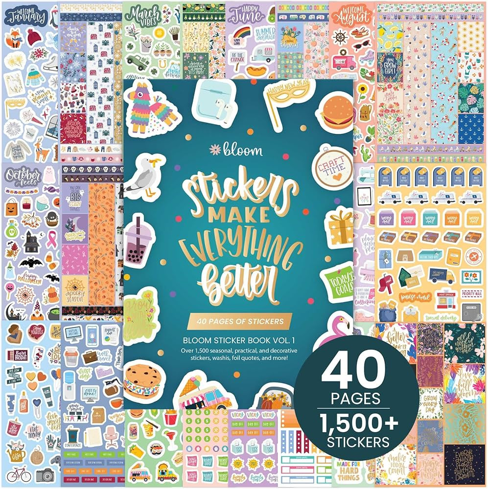 bloom daily planners 40 Page Mega Planner Sticker Pack (1500+ Stickers) - 6” x 9” Bound Ultim... | Amazon (US)
