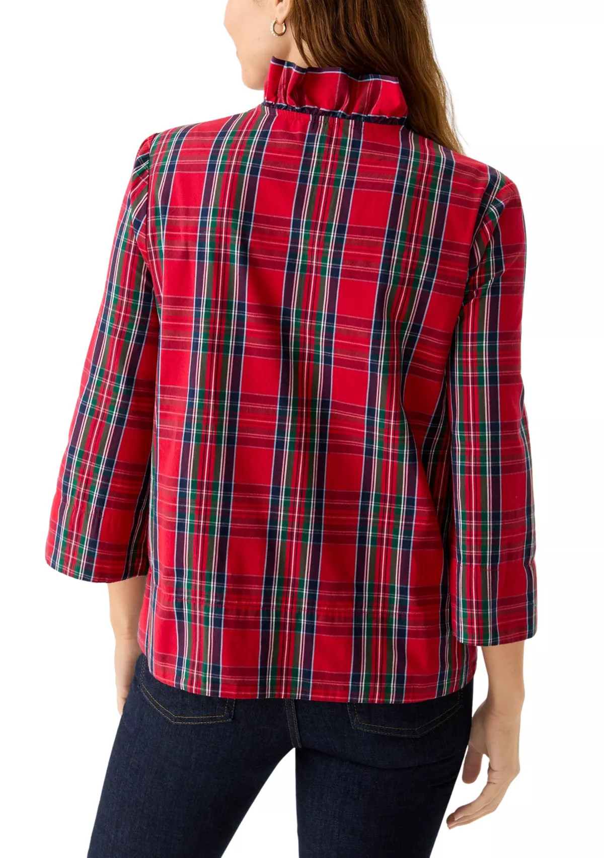 Petite Printed Split Neck Top | Belk