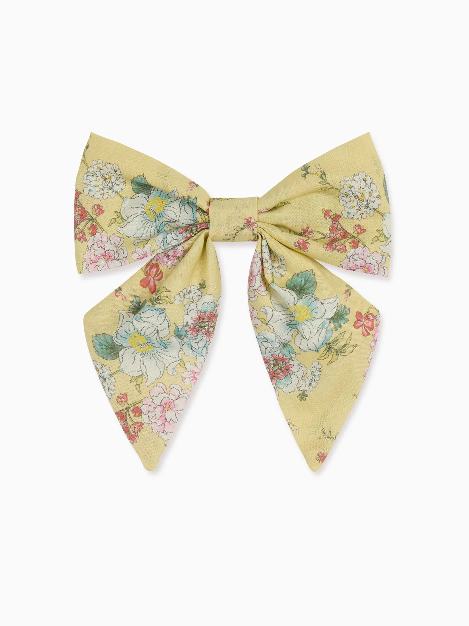 Yellow Floral Girl Large Bow Clip | La Coqueta (US)