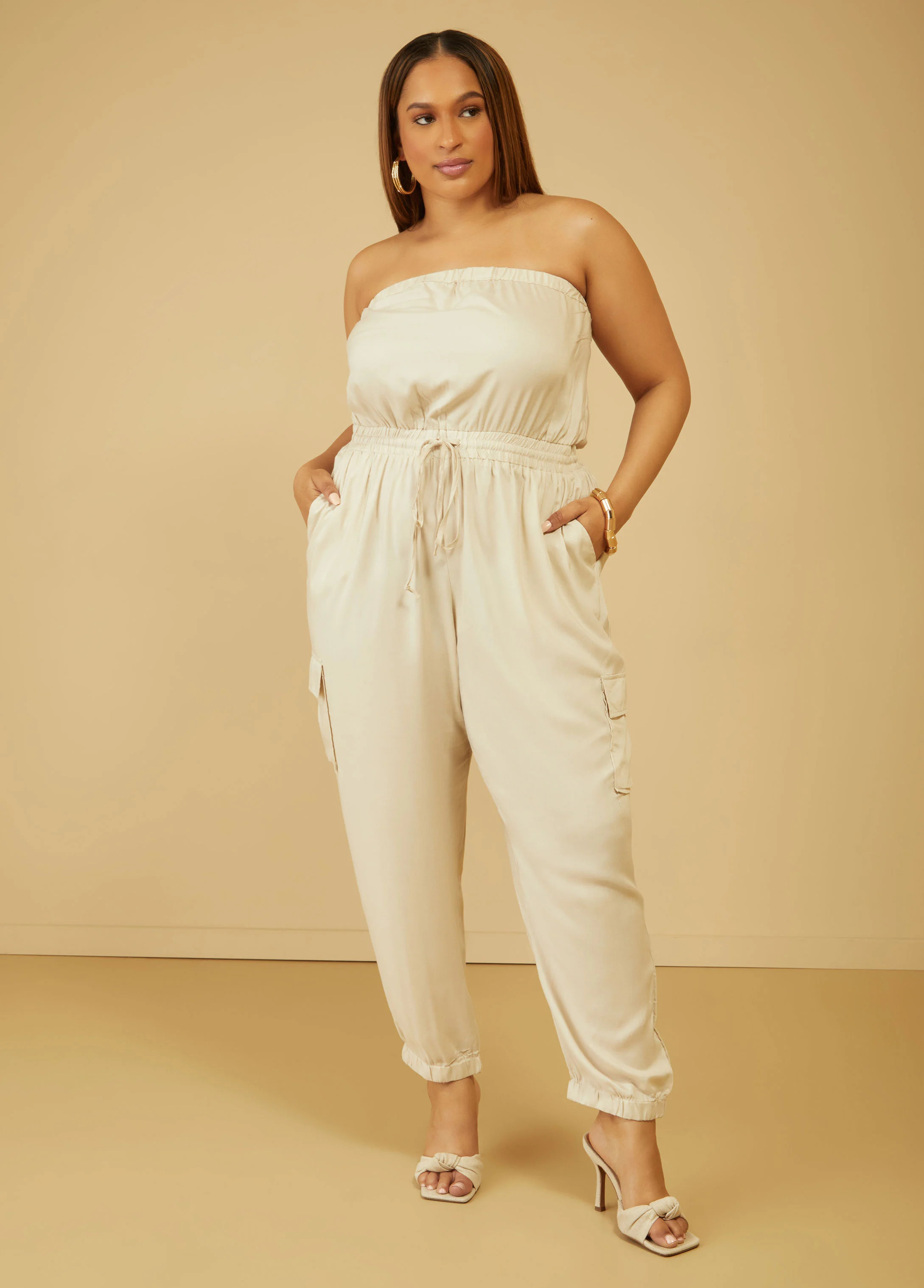 Strapless Joggers Jumpsuit | Ashley Stewart