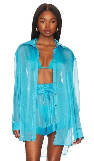 Jonas Buttoned Shirt in Turquoise | Revolve Clothing (Global)