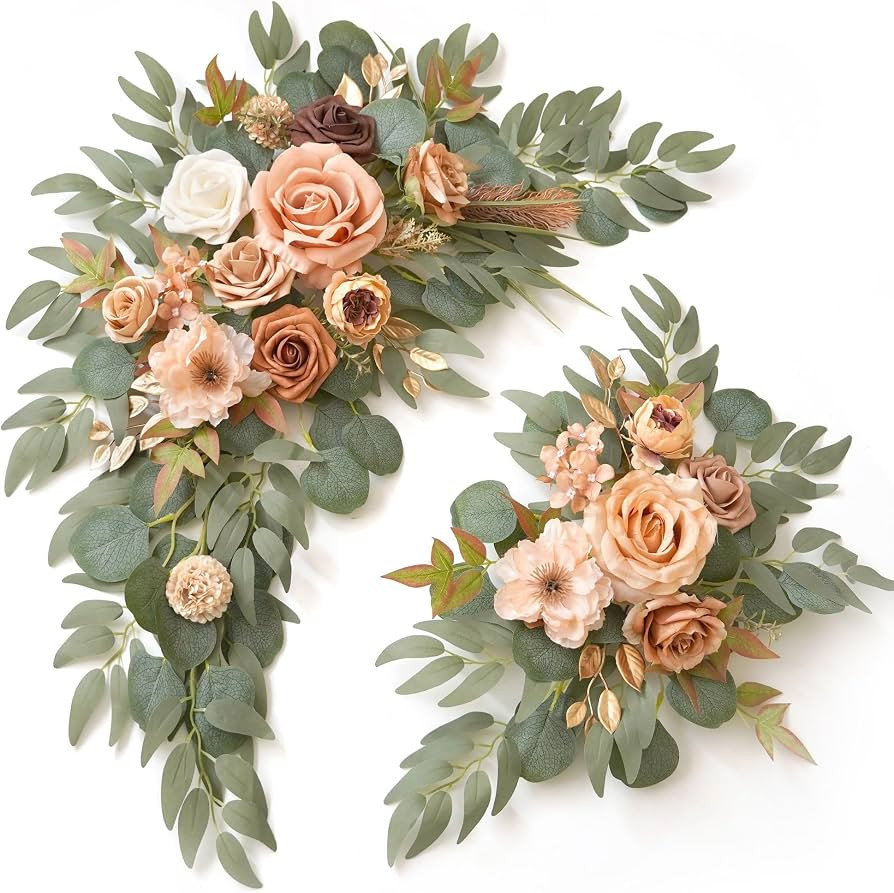 Muhanjia Wedding Sign Faux Flower Swag (Pack of 2) for Ceremony Party Reception Entrance Floral D... | Amazon (US)