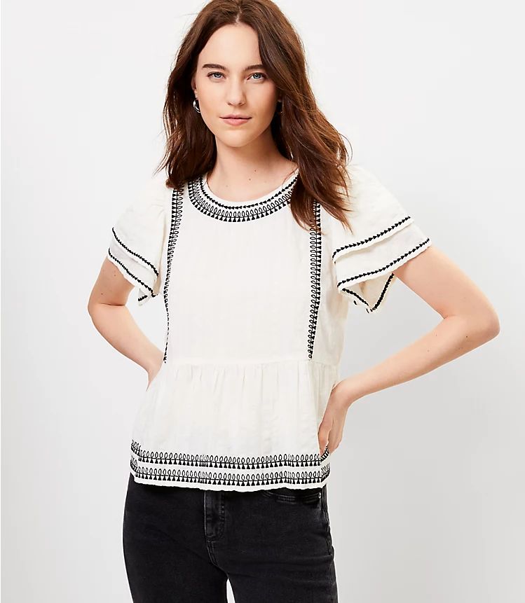 Flutter Sleeve Peplum Tee | LOFT