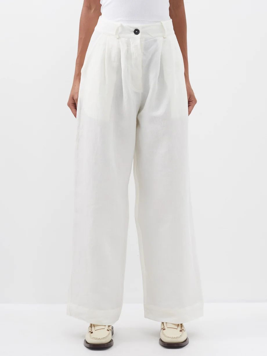 Mara pleated linen wide-leg trousers | Cawley Studio | Matches (US)