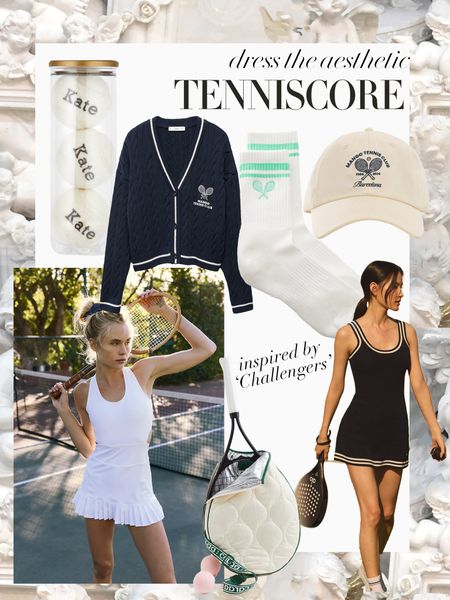 The Tenniscore aesthetic is going strong thanks to Zendaya’s new film ‘Challengers’. It’s also perfect for summer… here’s how to dress the aesthetic 🎾🎾
Tennis core | Personalised tennis balls | Tennis skirt | Workout gear | Cap | Sports socks | Racquet bag | Racket bags | Padel outfits spring 

#LTKsummer #LTKfitness #LTKspring
