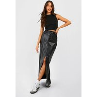 Womens Leather Look High Waisted Split Maxi Skirt - Black - 10 | boohoo (US & Canada)